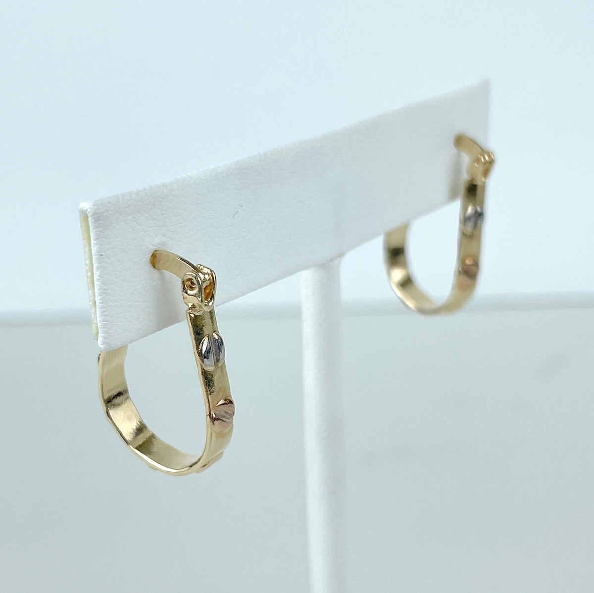 18k Gold Filled Three Tone Oval Earrings Wholesale Jewelry Supplies
