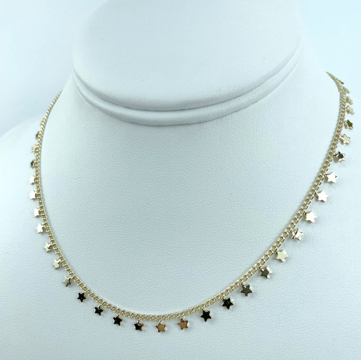14k Gold Filled 1.6mm Curb Link Chain with Stars Necklace Bracelet or Anklet Wholesale Jewelry Supplies