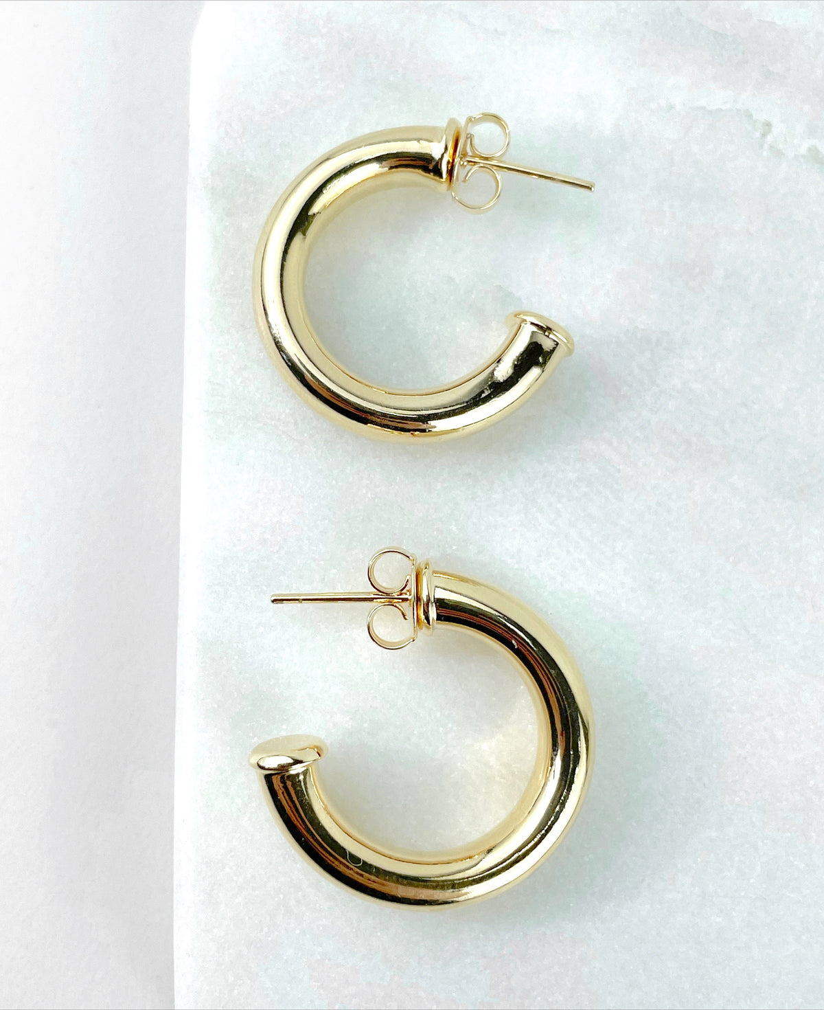 18k Gold Filled 20mm Donut Tubular Open, C-Hoop, Push Back Closure Wholesale Jewelry Supplies