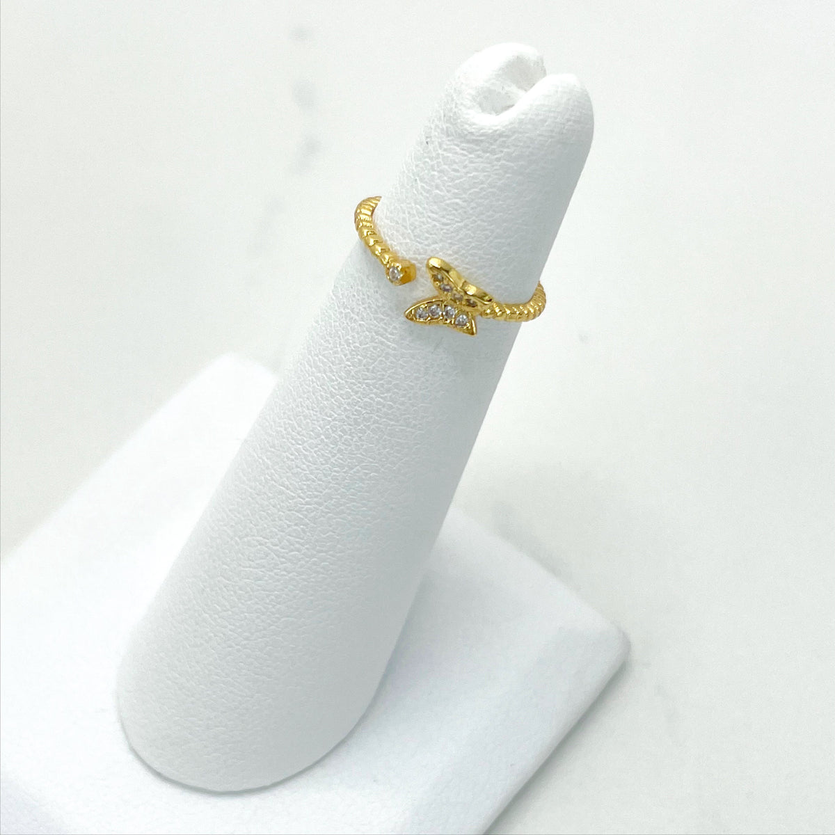 18k Gold Filled Cubic Zirconia Details Butterfly Adjustable Ring for Kids Children Toddler Wholesale Jewelry Making Supplies