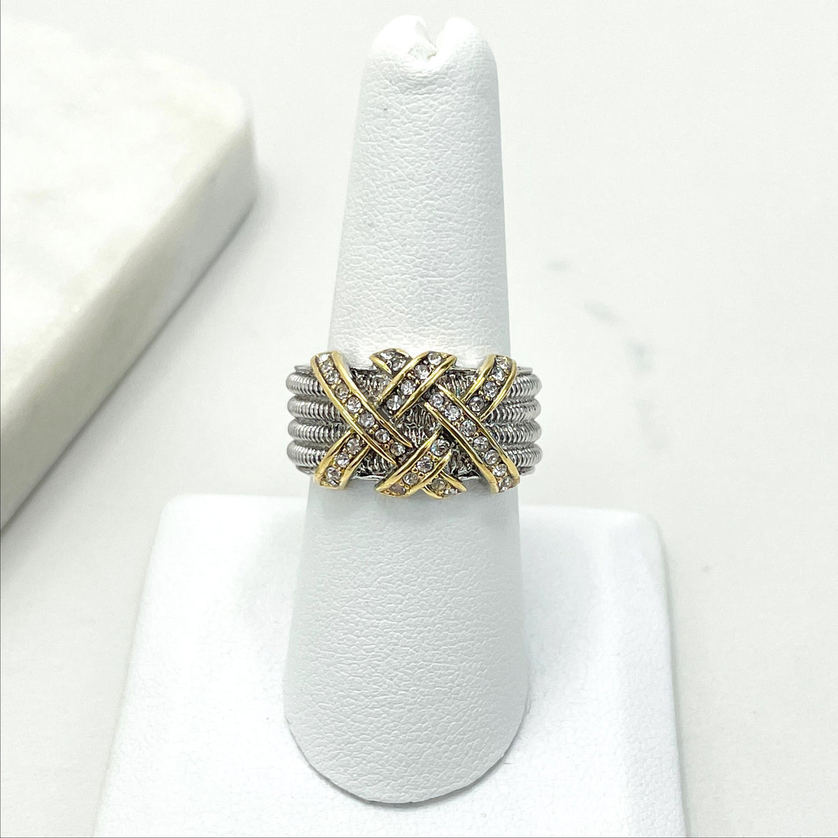 Silver Plated with Gold Plated and Micro CZ Ring Wholesale Jewelry Making Supplies
