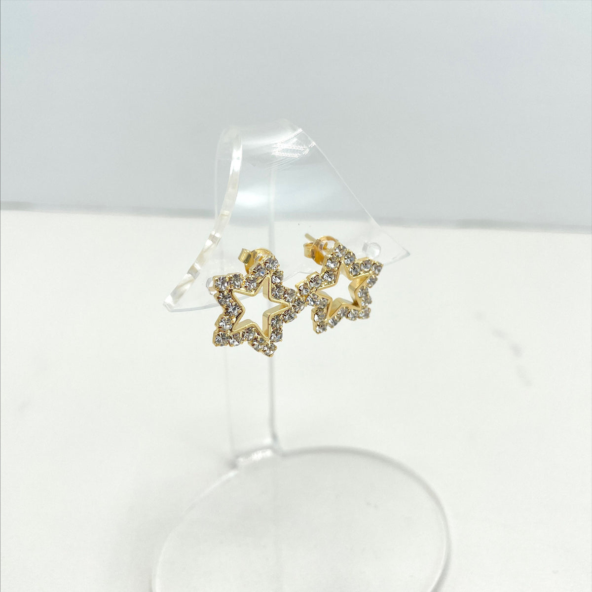 18k Gold Filled 1mm Singapore Necklace with Cubic Zirconia Star Charms, Necklace and Earrings Set Wholesale Jewelry Making Supplies