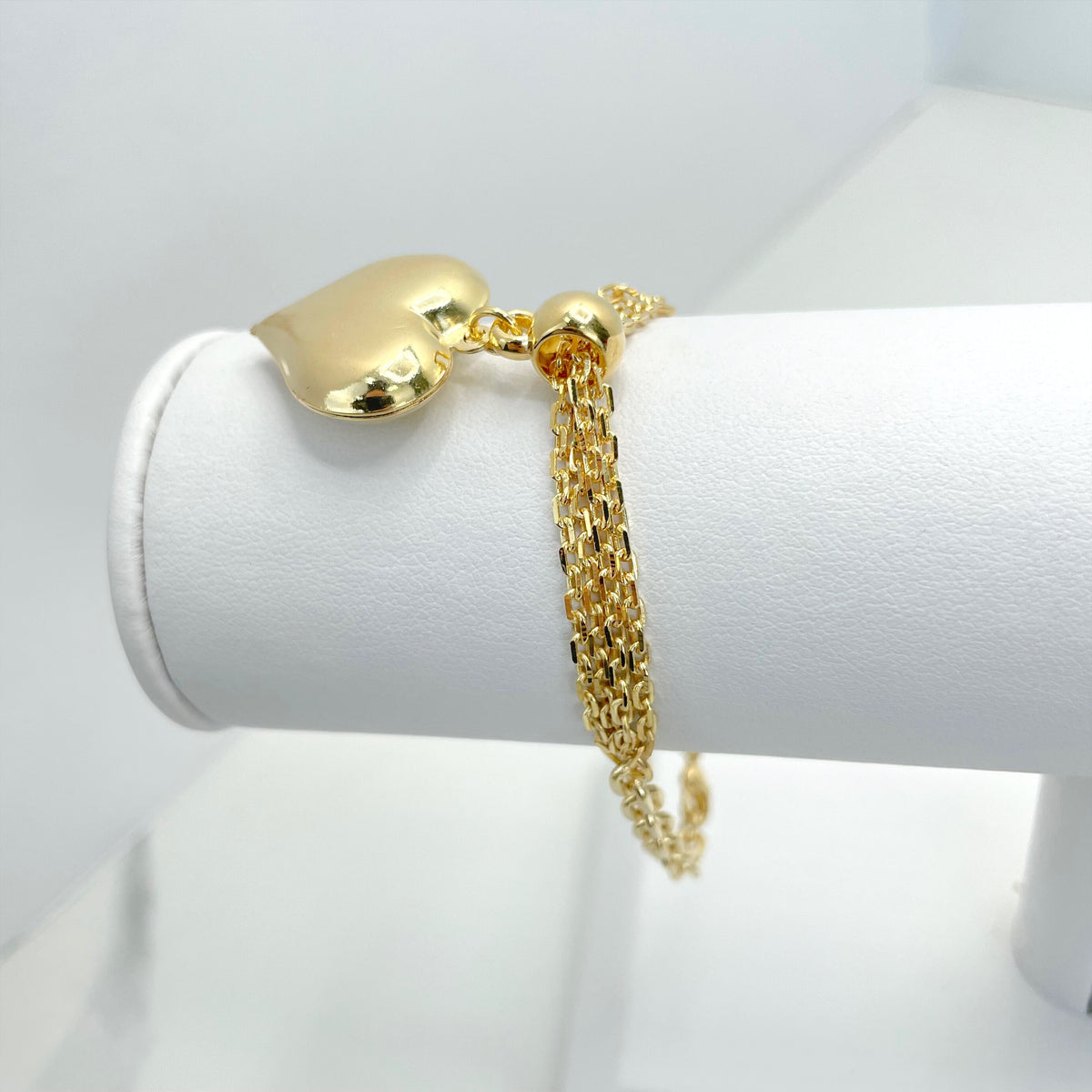 18k Gold Filled Bundle Paperclip Chains in 2mm and 4mm Necklace with Puffed 3D Hearts Charm or Bracelet, Wholesale Jewelry Making Supplies