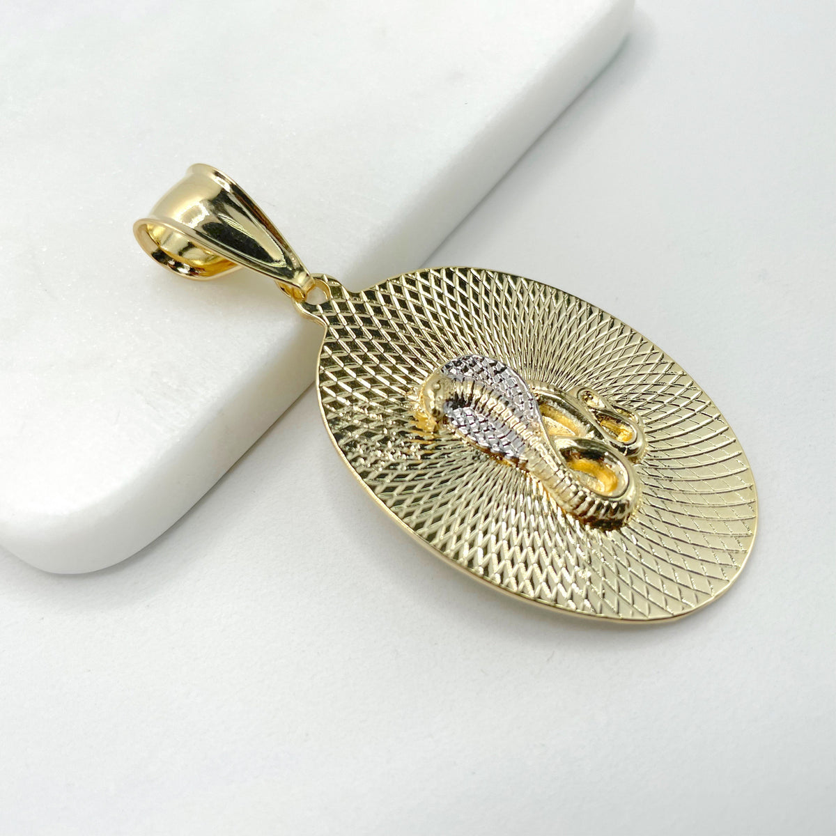 18k Gold Filled Two Tone King Snake Cobra Naja, Cobra Egyptian Uraeus Elapidae Naja, Pendant Charms, Wholesale Jewelry Making Supplies