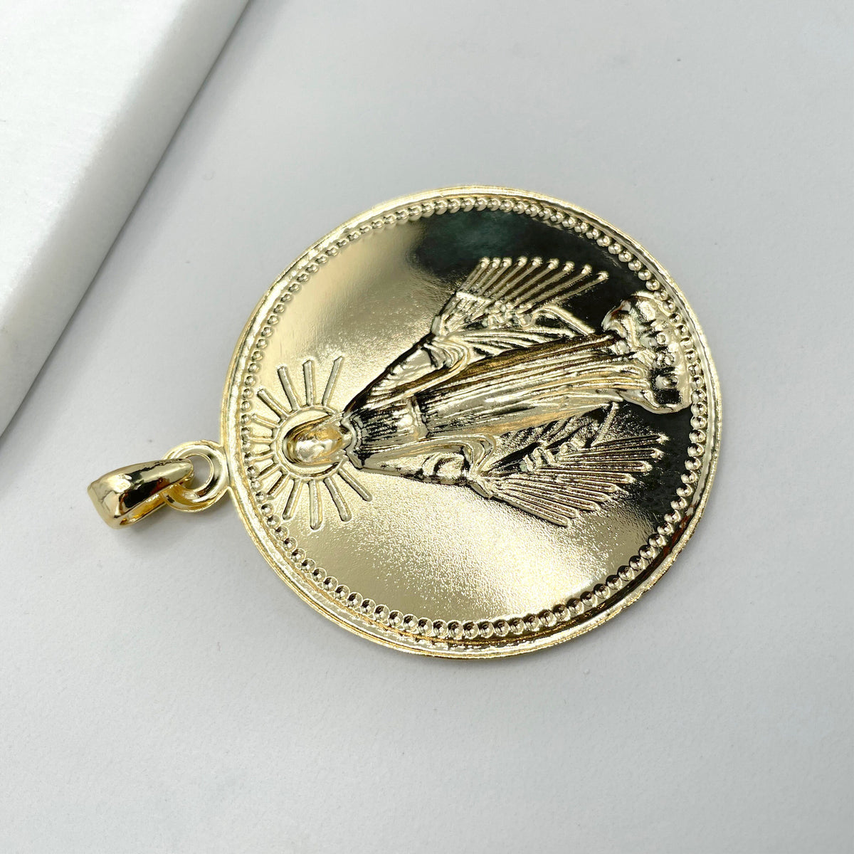 18k Gold Filled La Milagrosa, Miraculous Virgin Round Medal Pendant Charms, Religious Jewelry, Wholesale Jewelry Making Supplies