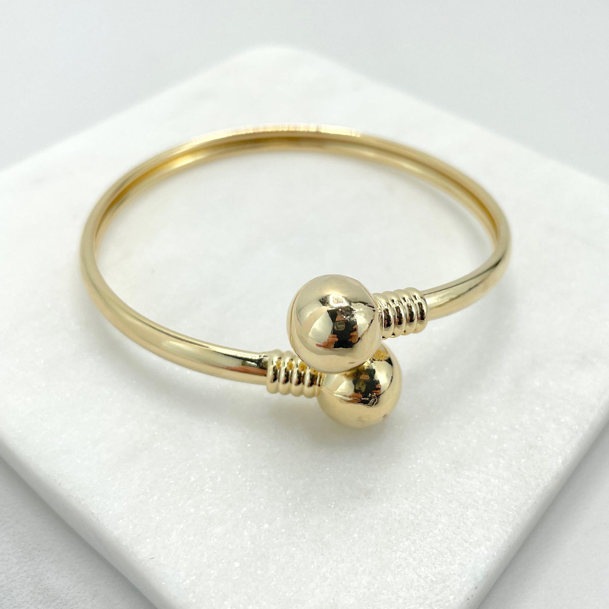 18k Gold Filled Wrist Cuff Bangle with Gold Balls, Wholesale Jewelry Making Supplies