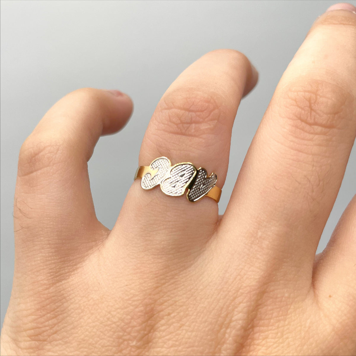 18k Gold Filled Two Tone ABC Description Letters Ring for Kids Children Toddler Wholesale Jewelry Making Supplies