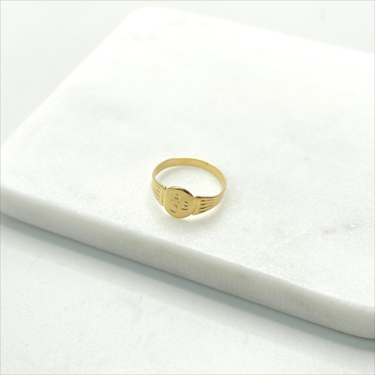 18k Gold Filled "ABC" Description Letters Word Ring for Kids Children Toddler Wholesale Jewelry Making Supplies
