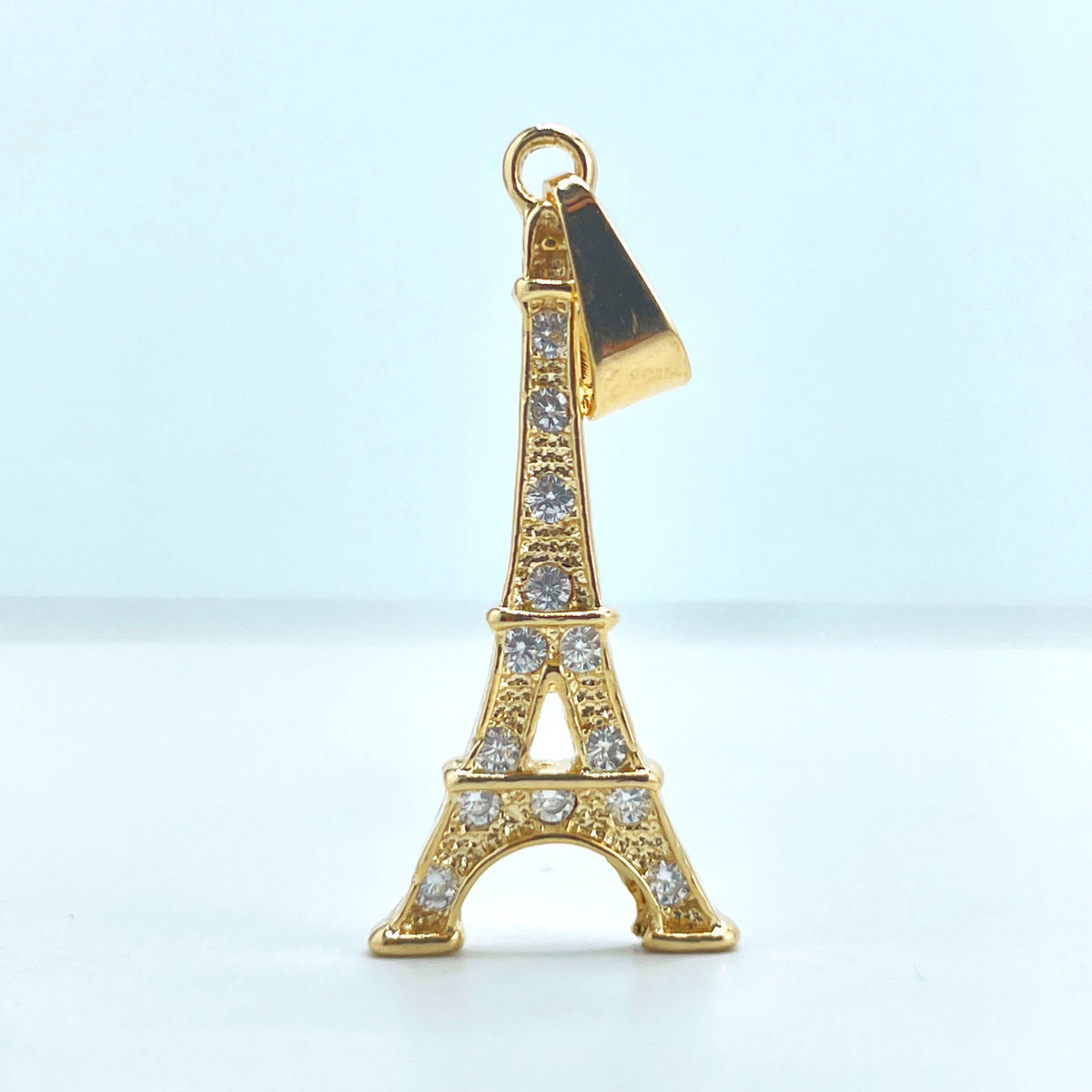 18k Gold Filled Cubic Zirconia Dangling France Eiffel Tower Pendant Charms, Wholesale Jewelry Making Supplies