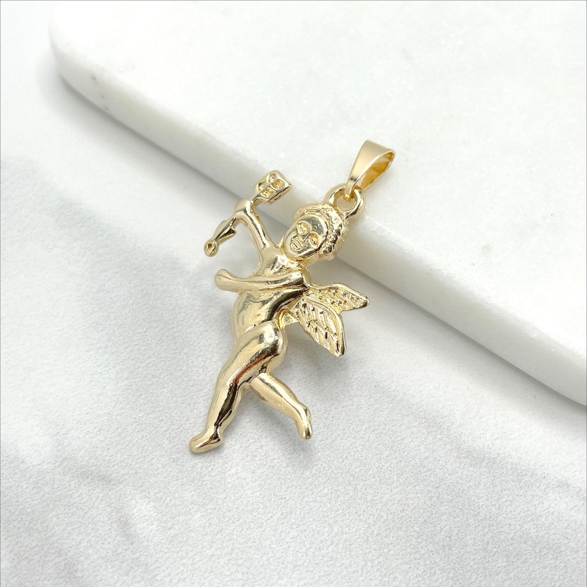 18k Gold Filled Vintage Little Angel Cupid Bow Arrow Pendant Charms Wholesale Jewelry Making Supplies