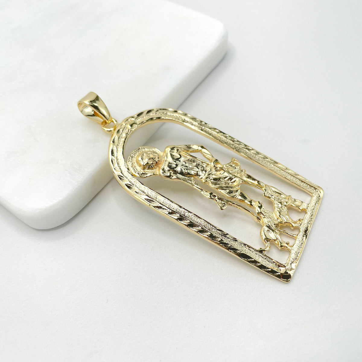 18k Gold Filled San Lazaro, Saint Lazarus, Pendant Charms, Wholesale Jewelry Making Supplies