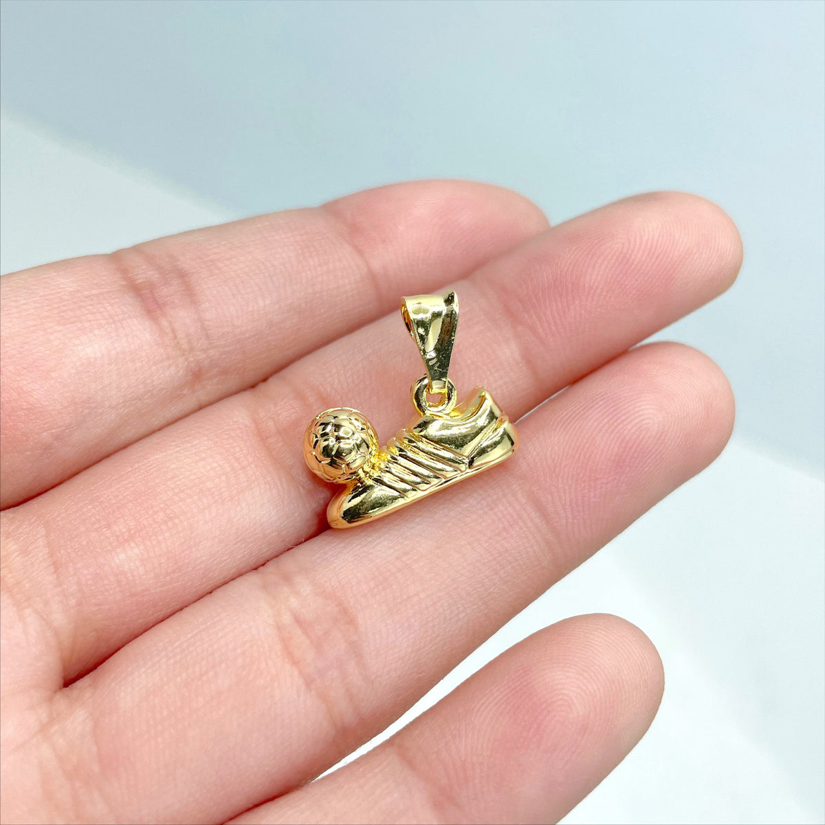 18k Gold Filled Soccer Shoes with Soccer Ball Pendant Charms, Sports Jewelry, Wholesale Jewelry Making Supplies