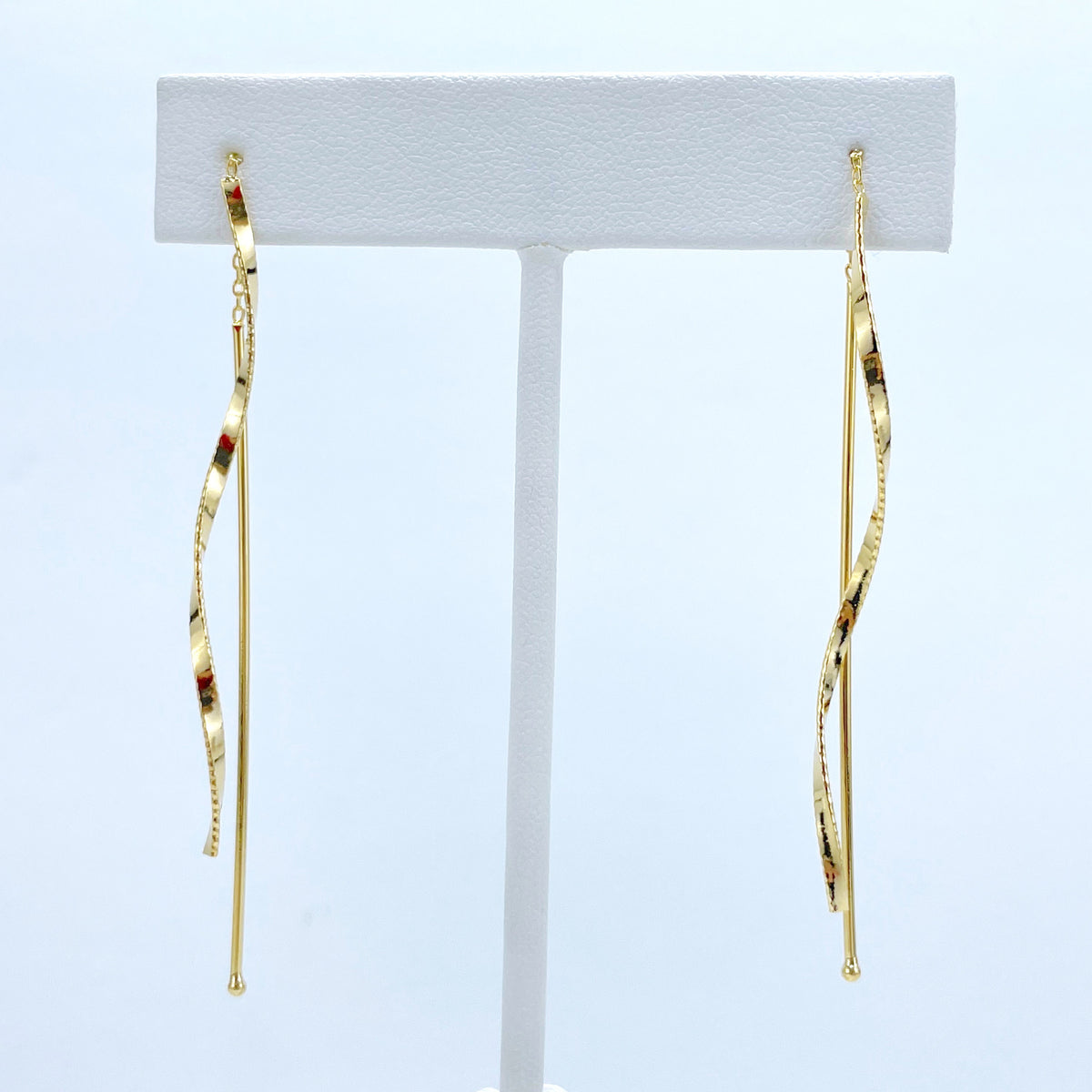 18k Gold Filled Twisted Waves, Threader Drop Earrings, Wholesale Jewelry Making Supplies