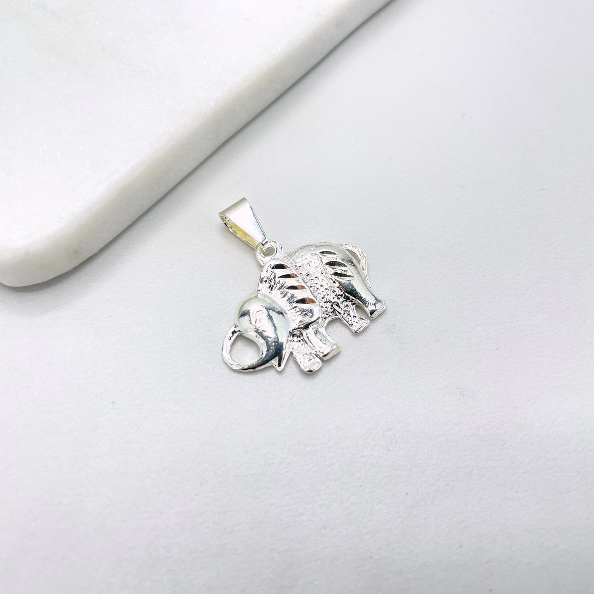18k Gold Filled Texturized Indian Elephant Shape Pendant Charms, Gold, Two Tone or Silver, Lucky Pendant, Wholesale Jewelry Making Supplies