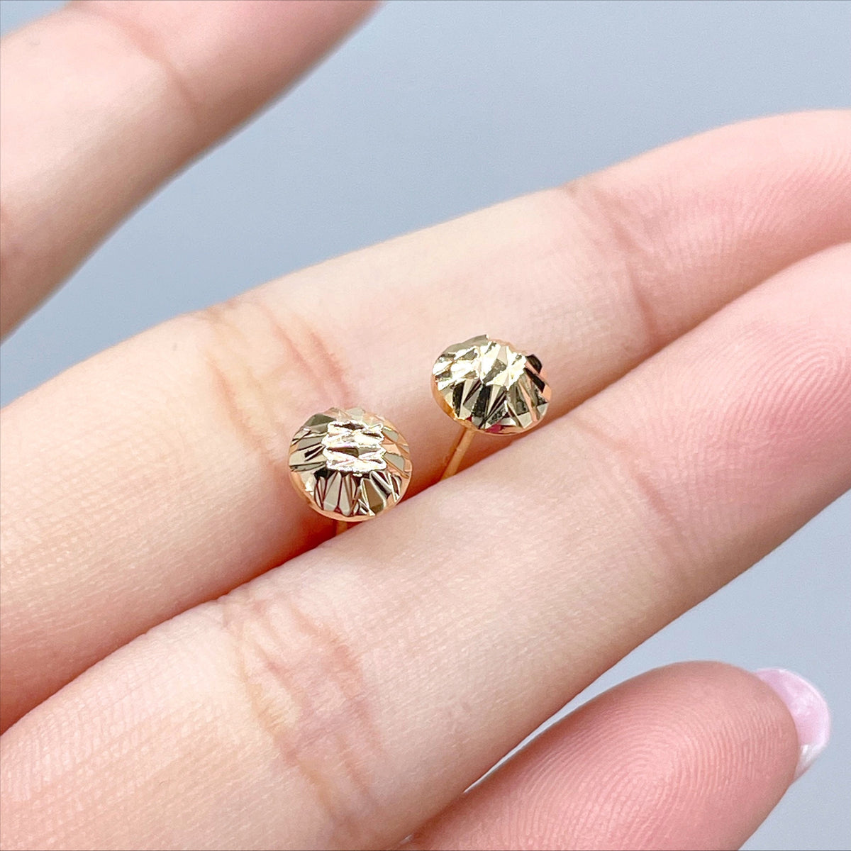 18k Gold Filled 6mm Ball Texturized Stud Earrings Wholesale Jewelry Making Supplies