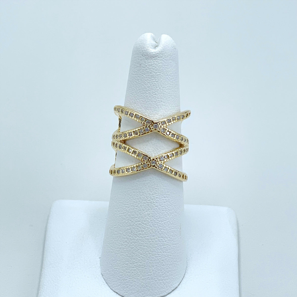 18k Gold Filled with Micro Cubic Zirconia Delicate Hollow Chunky Stackable Wrap Ring Wholesale Jewelry Supplies