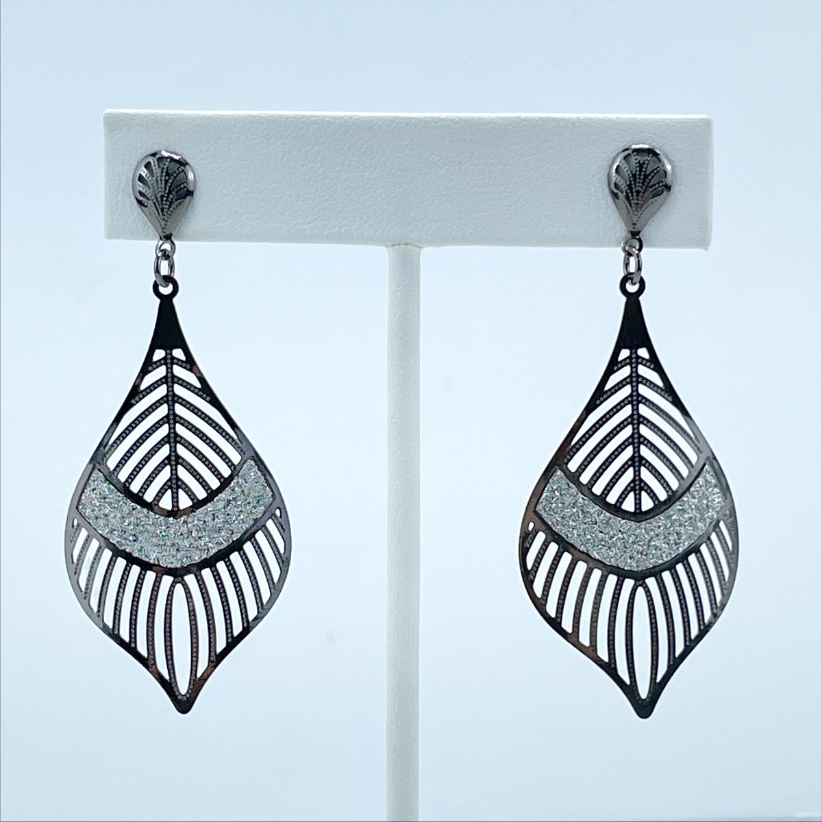 Rhodium Plated Teardrop Drop Earrings Wholesale Jewelry Making Supplies
