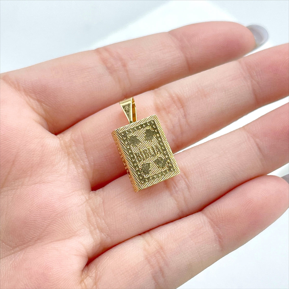 18k Gold Filled with Sponge 14X10 Tiny Biblia Charms Pendant Wholesale Jewelry Supplies