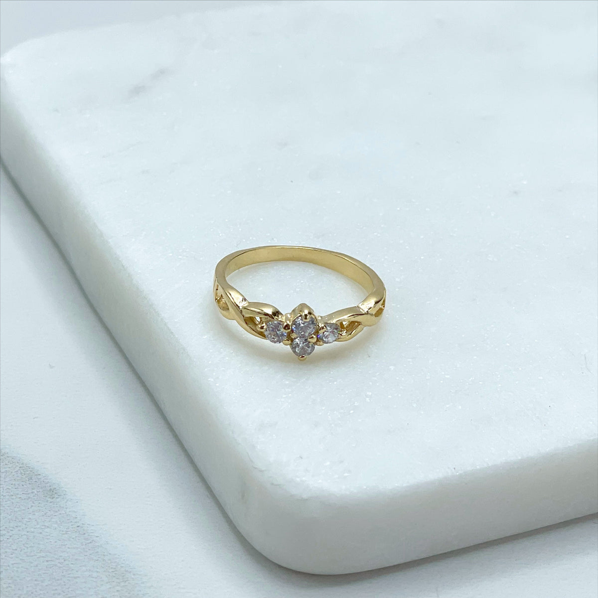 18k Gold Filled Cubic Zirconia Infinity Cross Shape Ring Wholesale Jewelry Supplies