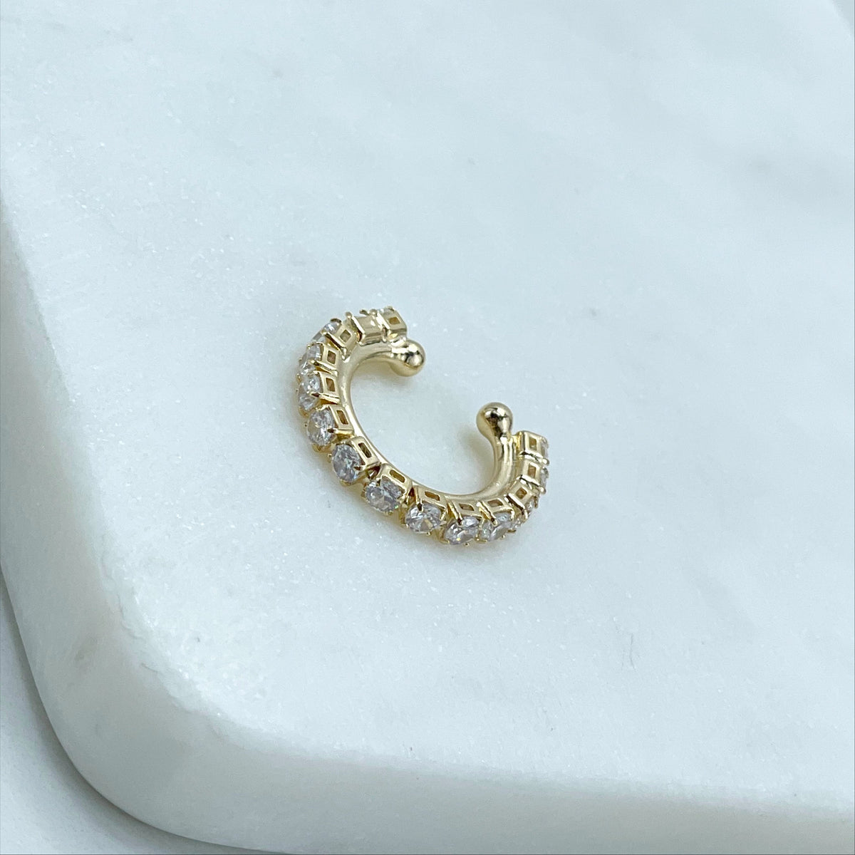 18k Gold Filled with Micro Cubic Zirconia Dainty Minimalist Tiny Ear Huggie Cuff Earring Wholesale Jewelry Supplies