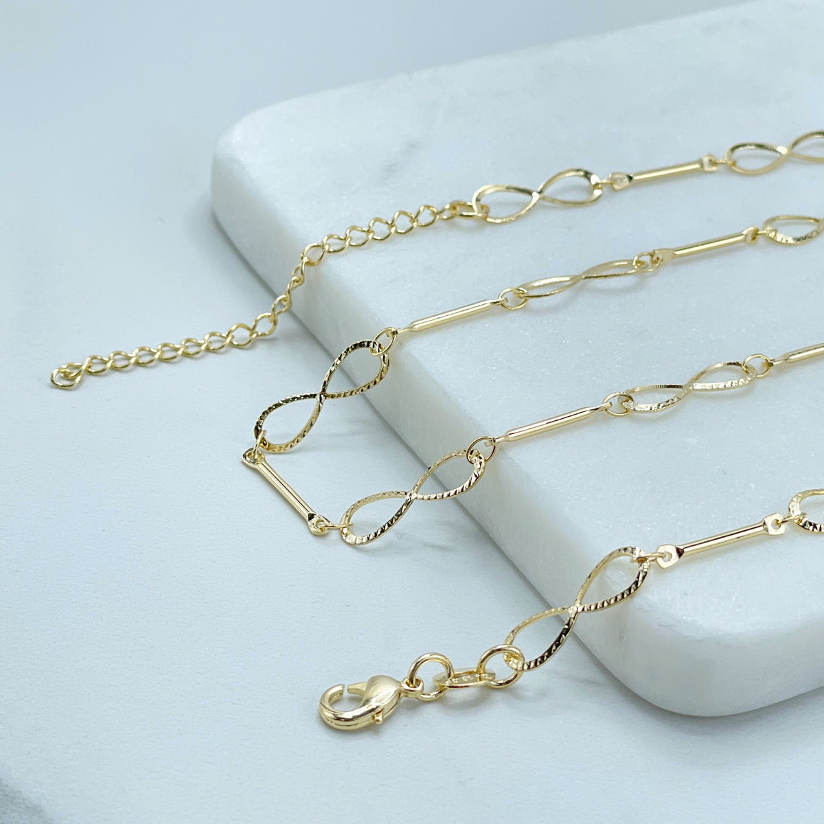 18k Gold Filled 5mm Infinity Sign Necklace or Bracelet or Earrings Set Wholesale Jewelry Supplies