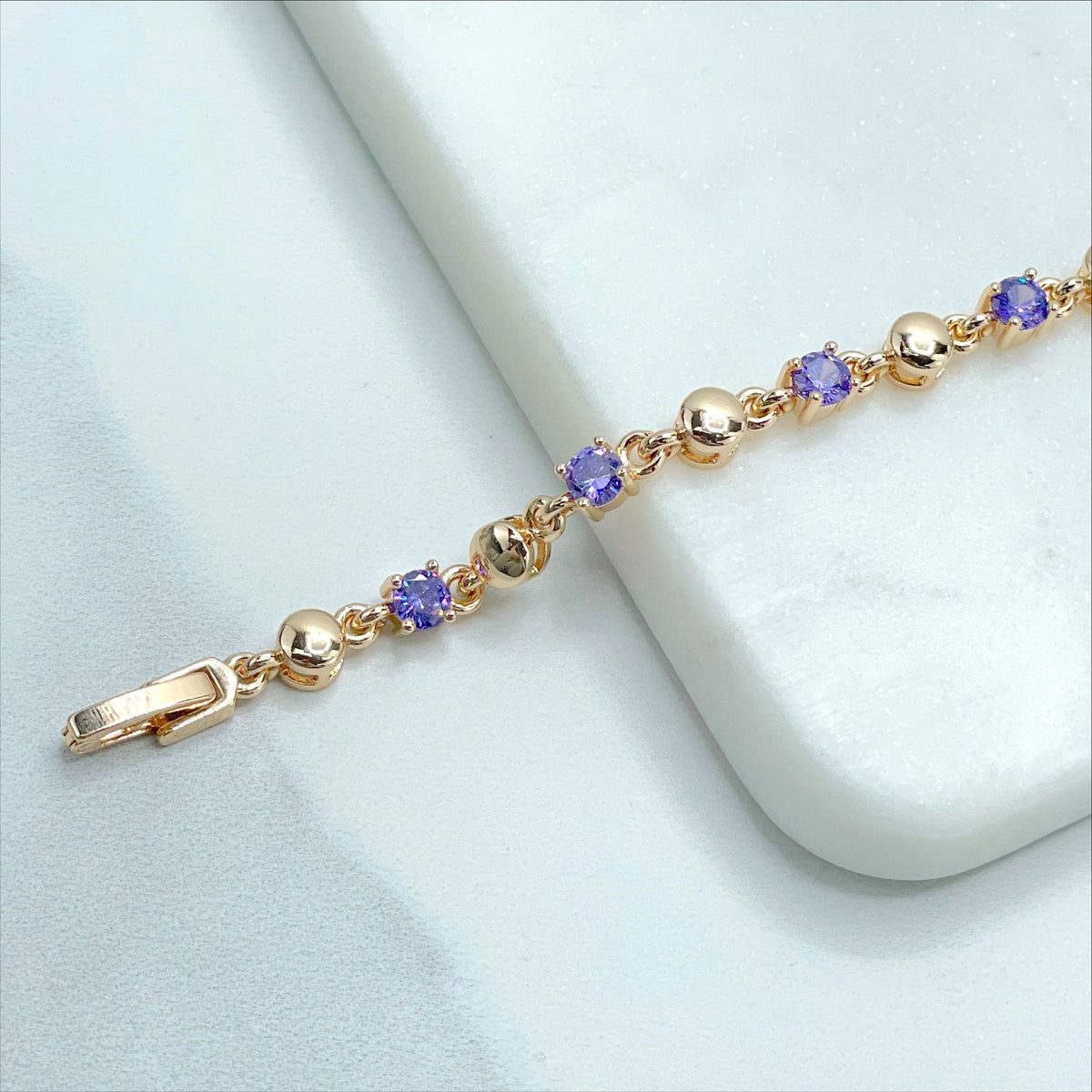 18k Gold Filled Purple Zirconia, Fancy Bracelet Wholesale Jewelry Supplies