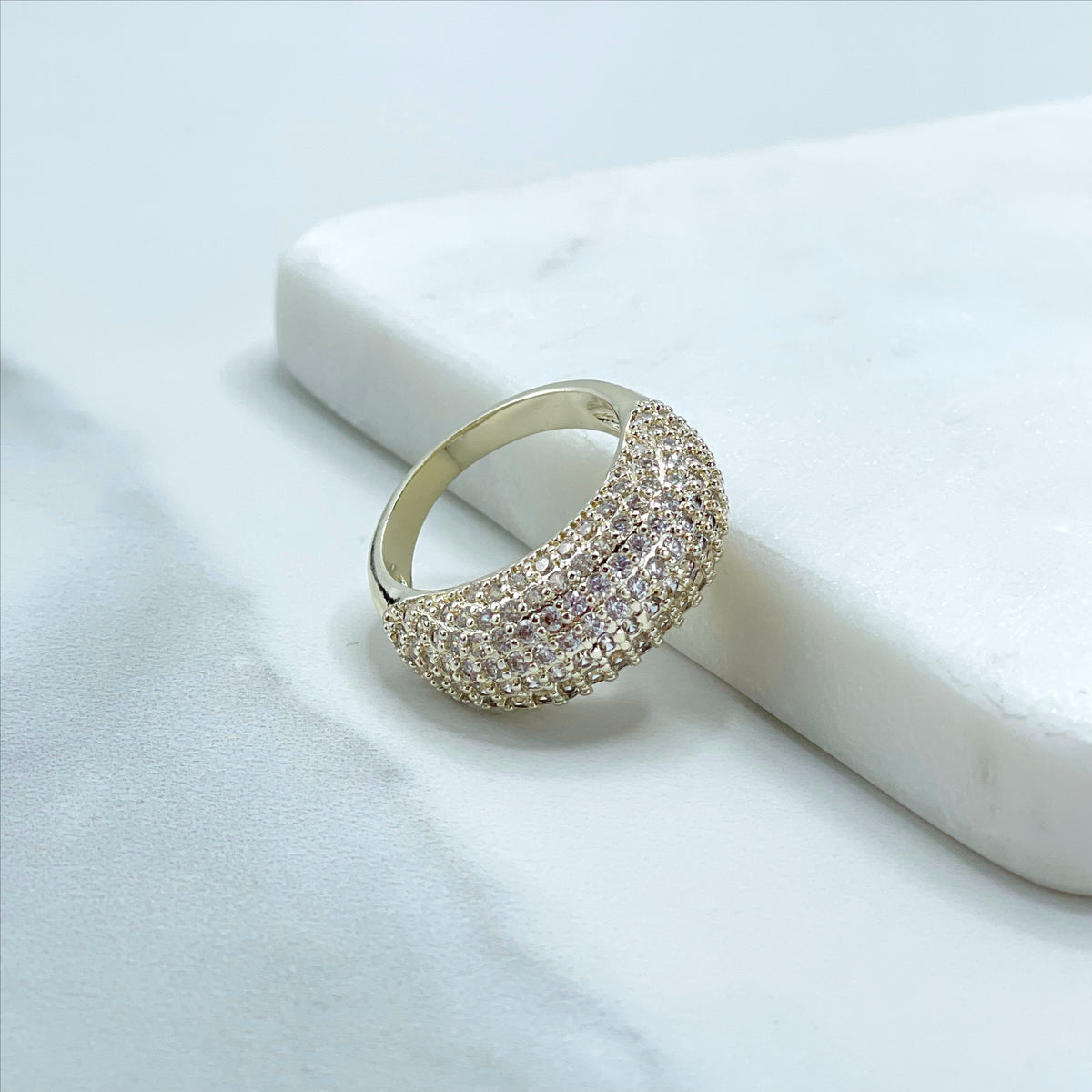 18k Gold Filled with Micro cubic Zirconia Dome Ring Wholesale Jewelry Making Supplies