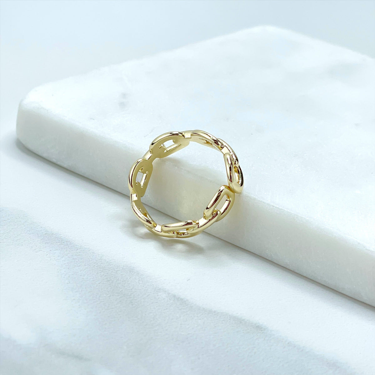 18k Gold Filled Paperclip Chain Design Ring Wholesale Jewelry Making Supplies