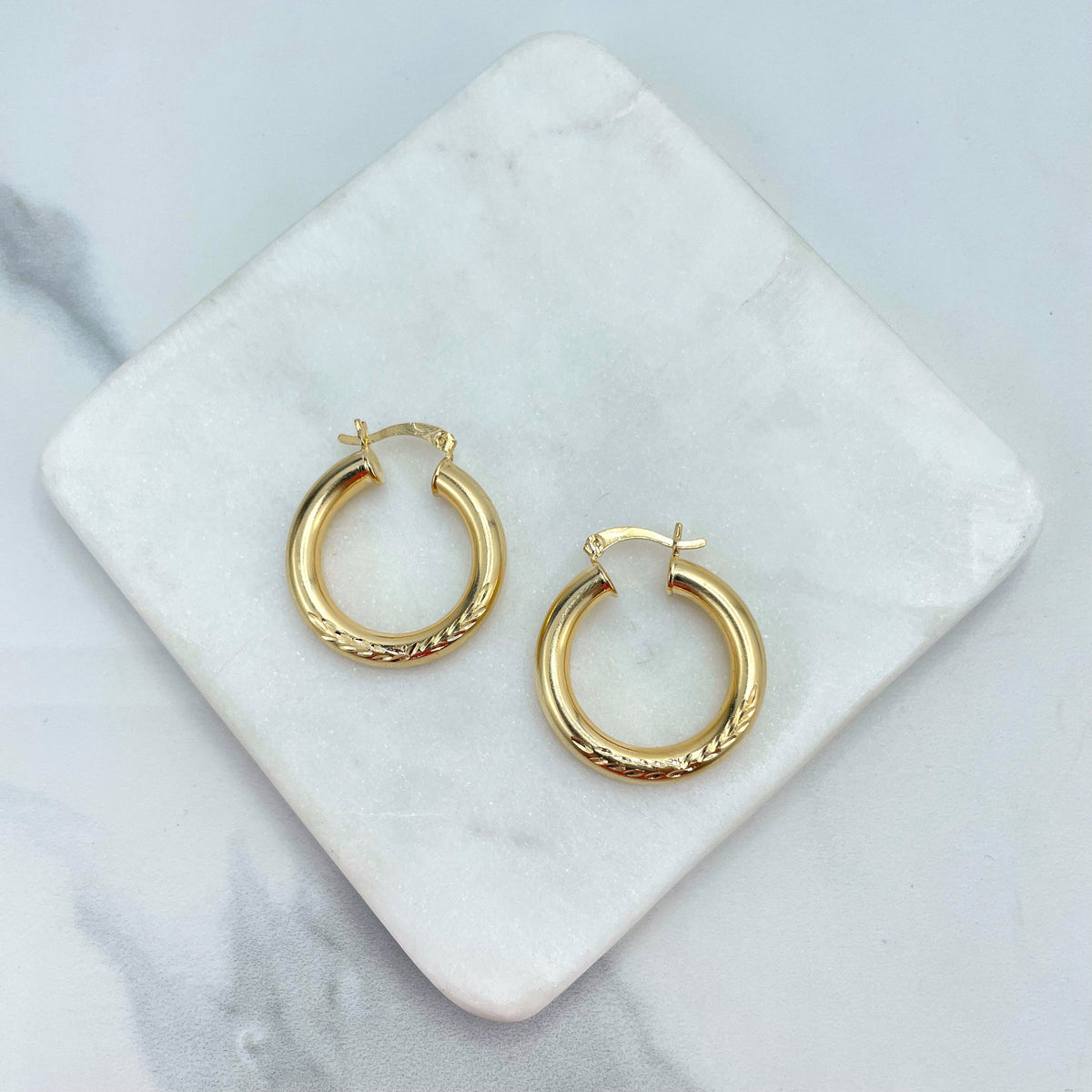 18k Gold Filled 30mm or 60mm Texturized Hoops Earrings Wholesale Jewelry Making Supplies