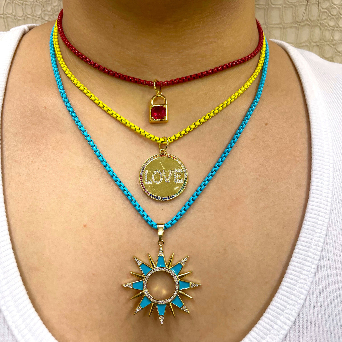 18k Gold Filled Colorful Enamel Necklace and Pendant , Wholesale making Supplies .