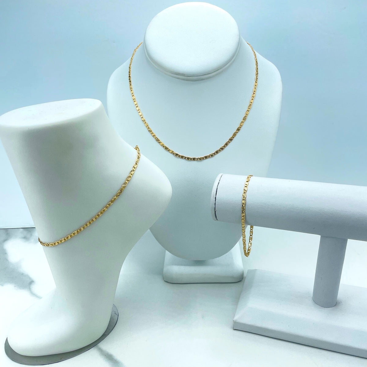 18k Gold Filled 3mm Specialty Mariner Link Chain, Bracelet or Anklet, Wholesale Jewelry Making Supplies