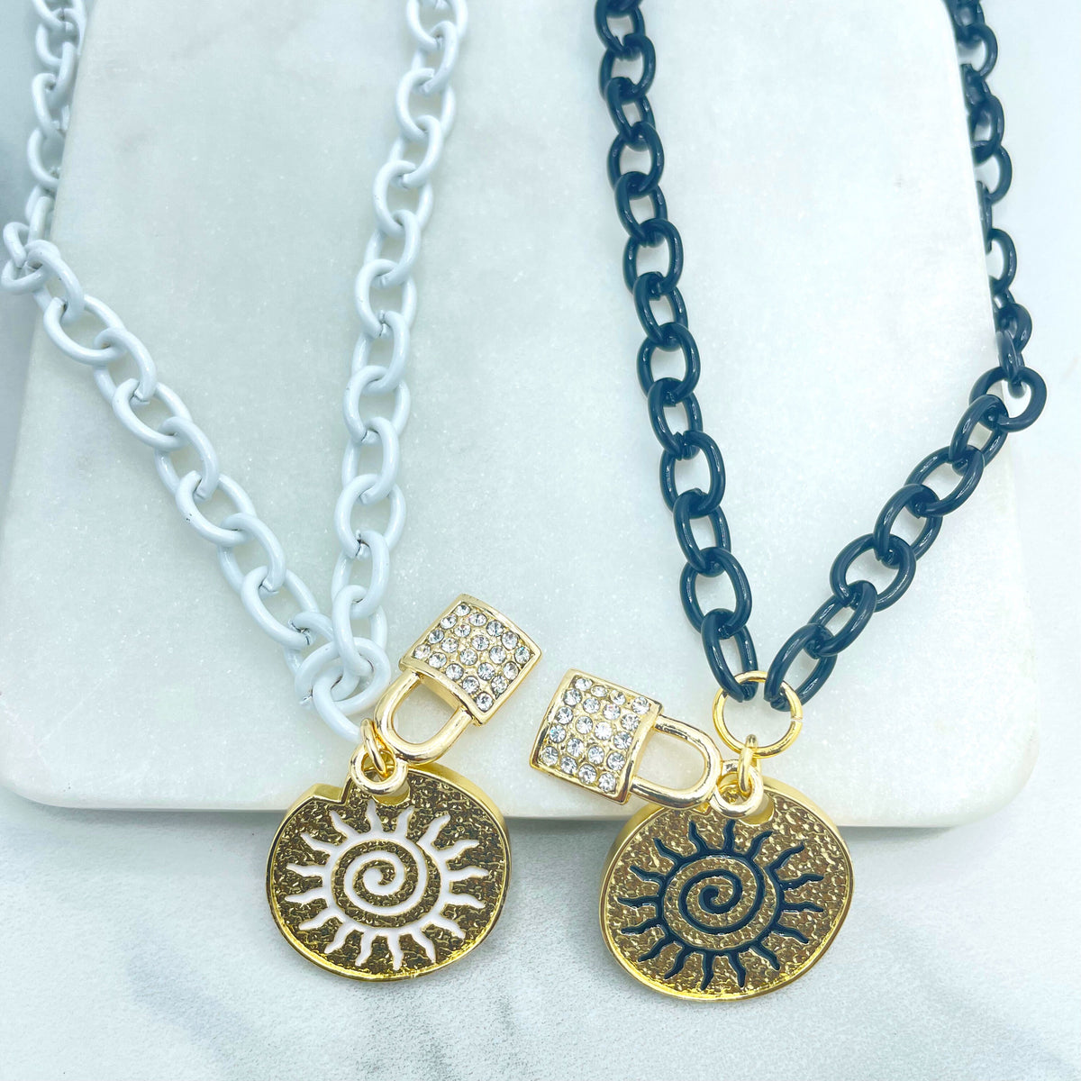 18k Gold Filled Colorful Enamel Necklace and Sun Pendent Wholesale Jewelry Making Supplies .