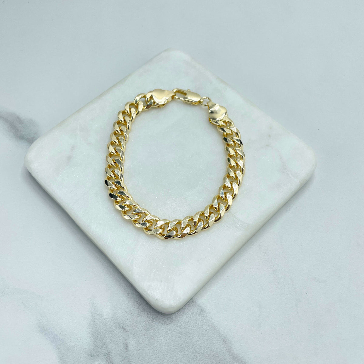 18k Gold Filled 9mm Flat Curb Link Chain, Flat Cuban Link Bracelet, Wholesale Jewelry Making Supplies