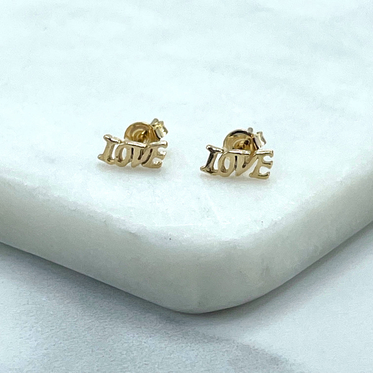 18k Gold Filled LOVE Word Pettie Stud, Kids Earrings, Wholesale Jewelry Making Supplies