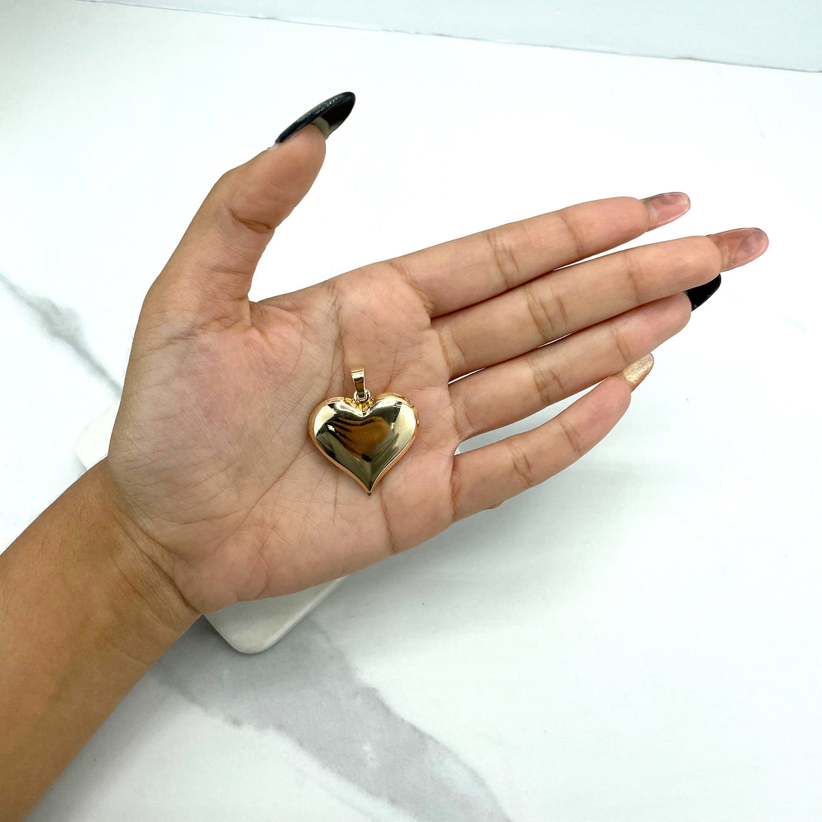 18k Gold Filled 3D Puffed Heart Pendant Charm, Love & Friendship Jewelry, Wholesale Jewelry Making Supplies