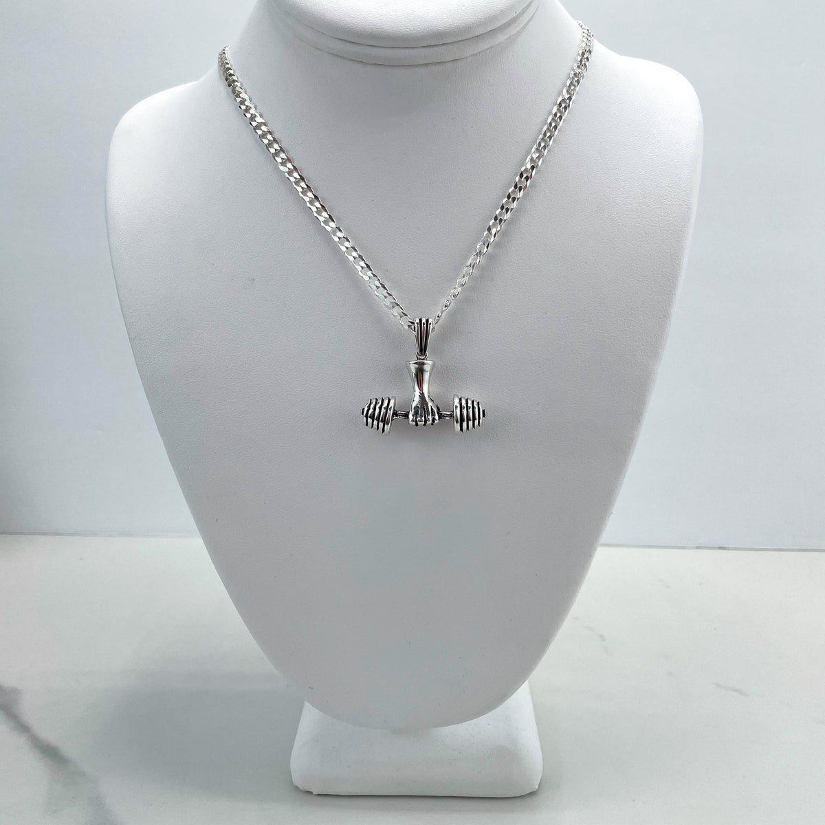 925 Sterling Silver Hand Weight Lifting Barbell Dumbbell Pendant, Stamped 925, Sport Gym Fitness Jewelry, Wholesale Jewelry Making Supplies