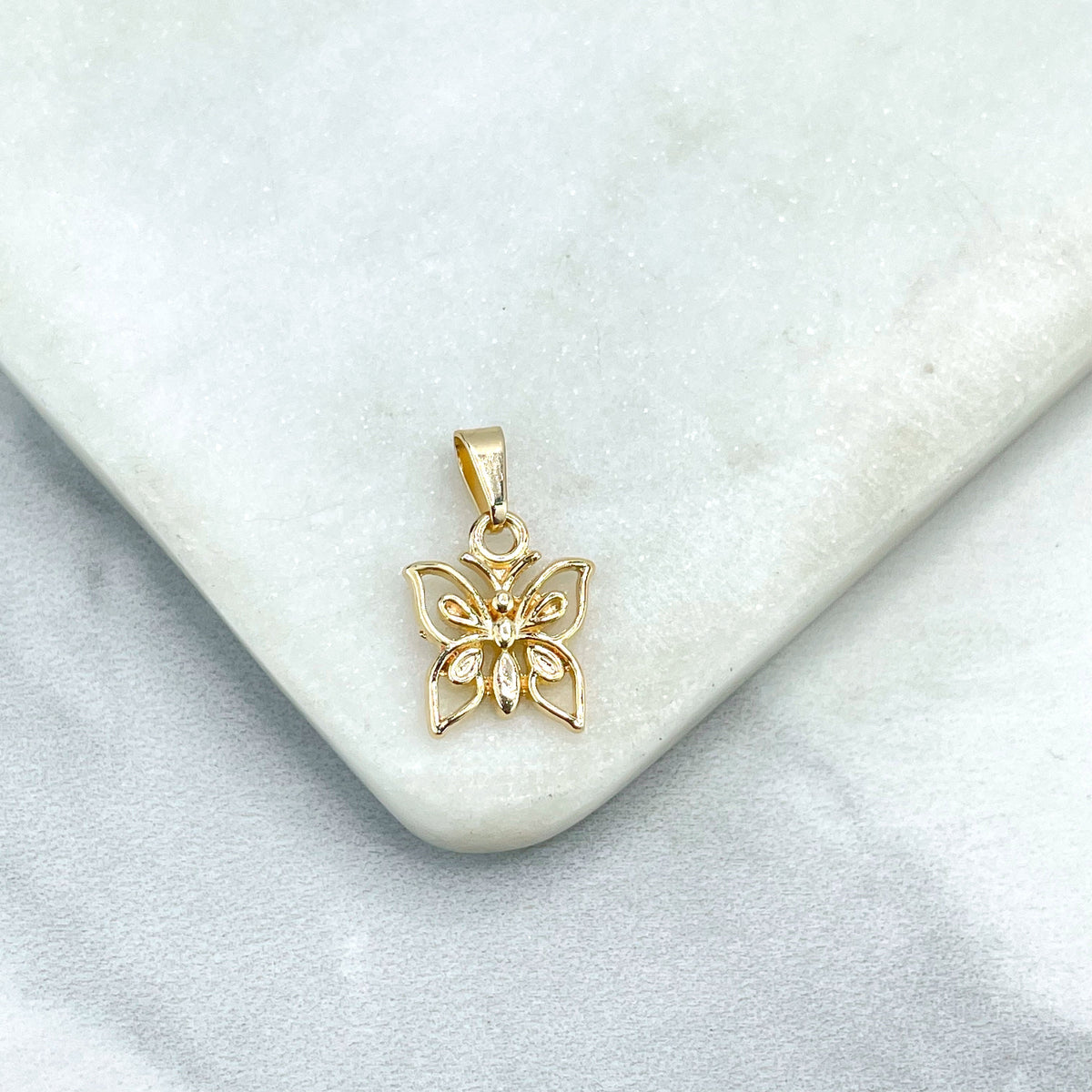 18k Gold Filled Pettie Cutout Butterfly Charm Pendant , Wholesale Jewelry Making Supplies