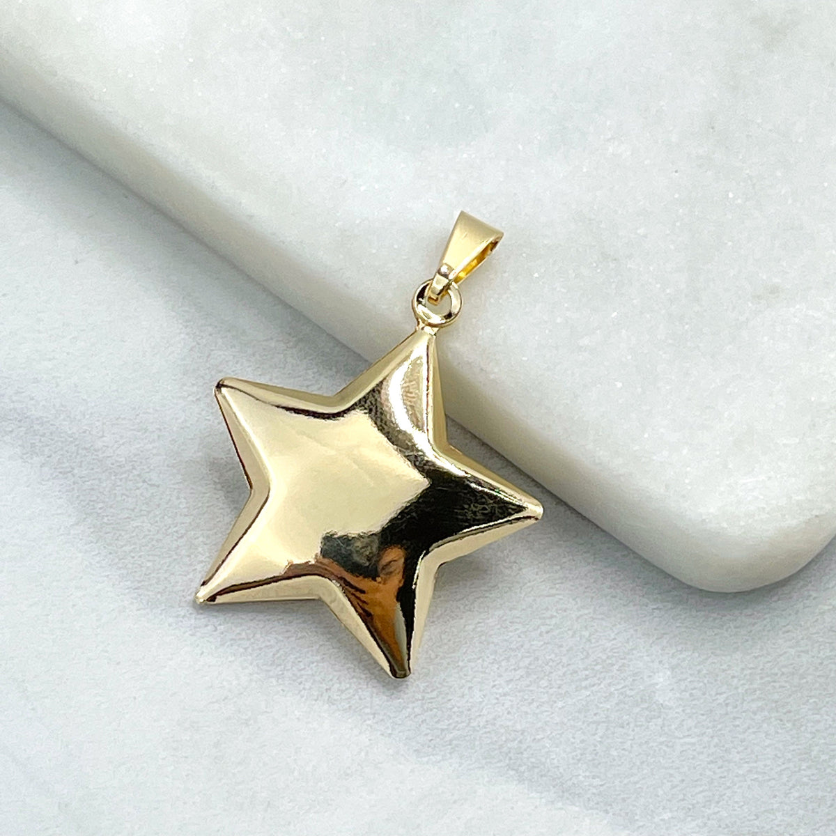 18k Gold Filled 3D Puffed Star Pendant Charm, Star & Celestial Jewelry, Wholesale Jewelry Making Supplies