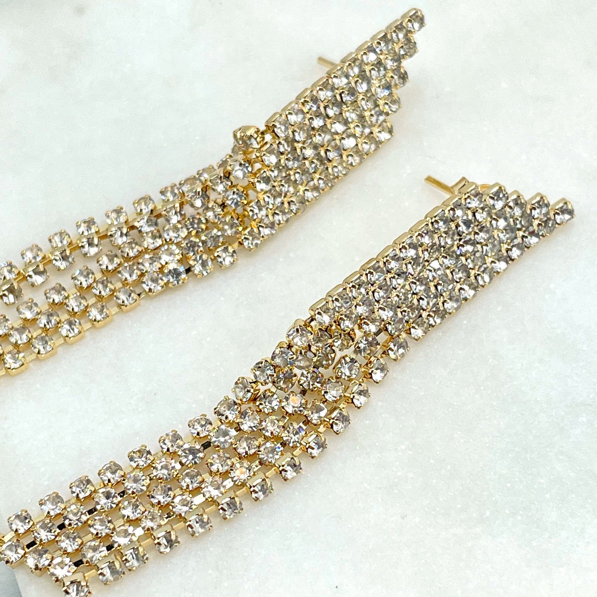 18k Gold Filled Elegant Tassel Cubic Zirconia Dangle Drop Earrings, Wholesale Jewelry Making Supplies
