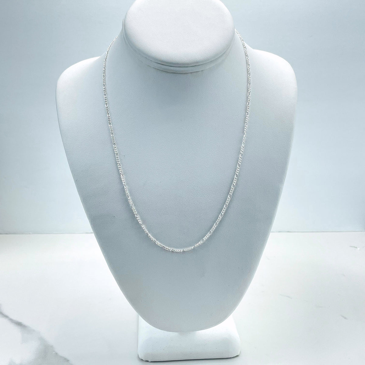 925 Sterling Silver 1mm Figaro Chain, Dainty Chain, 18 Inches Long, Stamped 925, Wholesale Jewelry Making Supplies