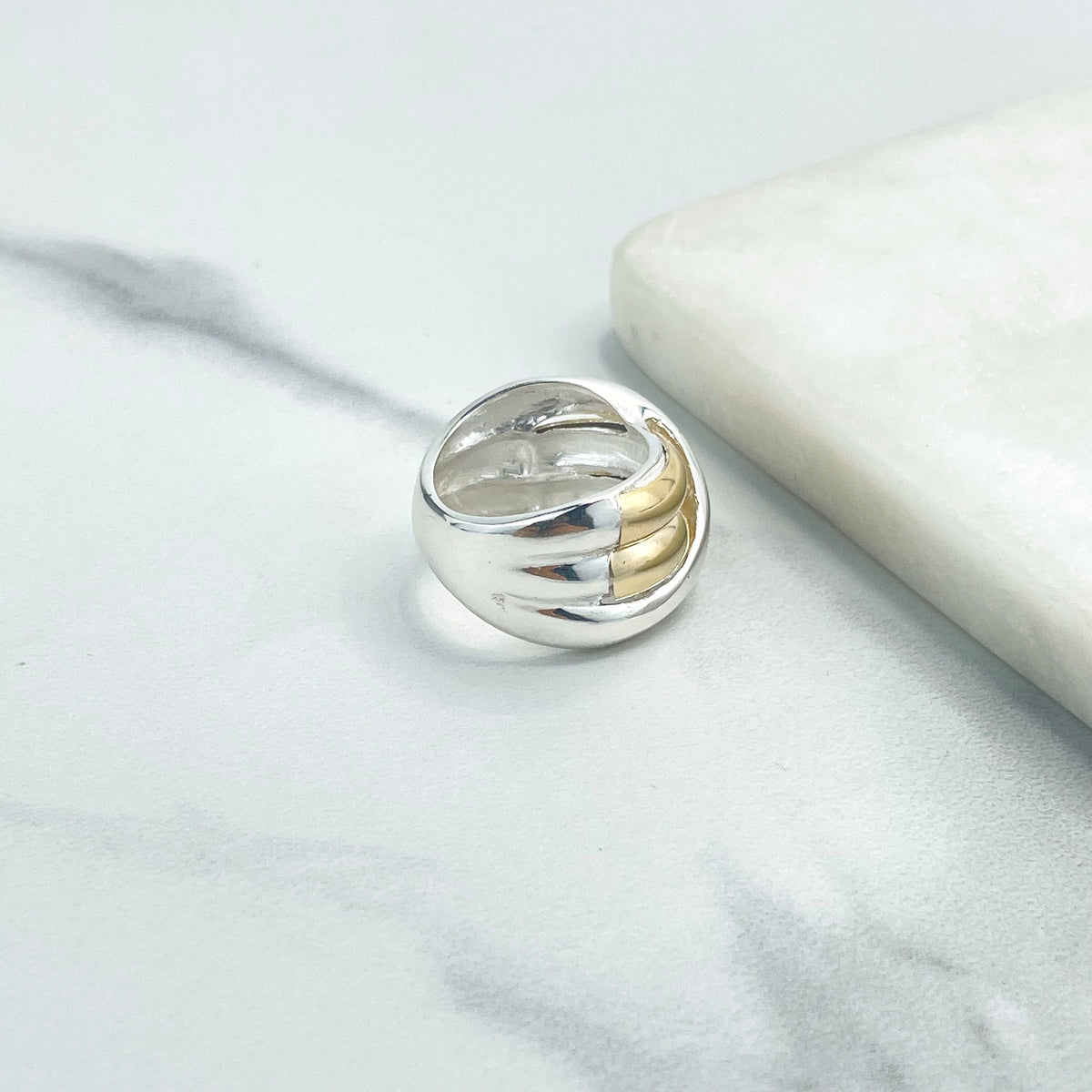 925 Sterling Silver Two Tone Crisscross Ring, Size 7, Stamped 925, Wholesale Jewelry Making Supplies