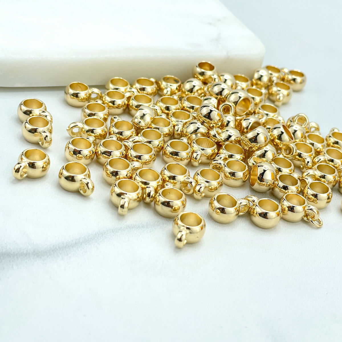 18k Gold Filled 8mm Clasp Connector, Bail Beads Connector, Bail Beads Charms, Bail Beads Hanger, 05, 12 or 25 Pieces, Wholesale Jewelry