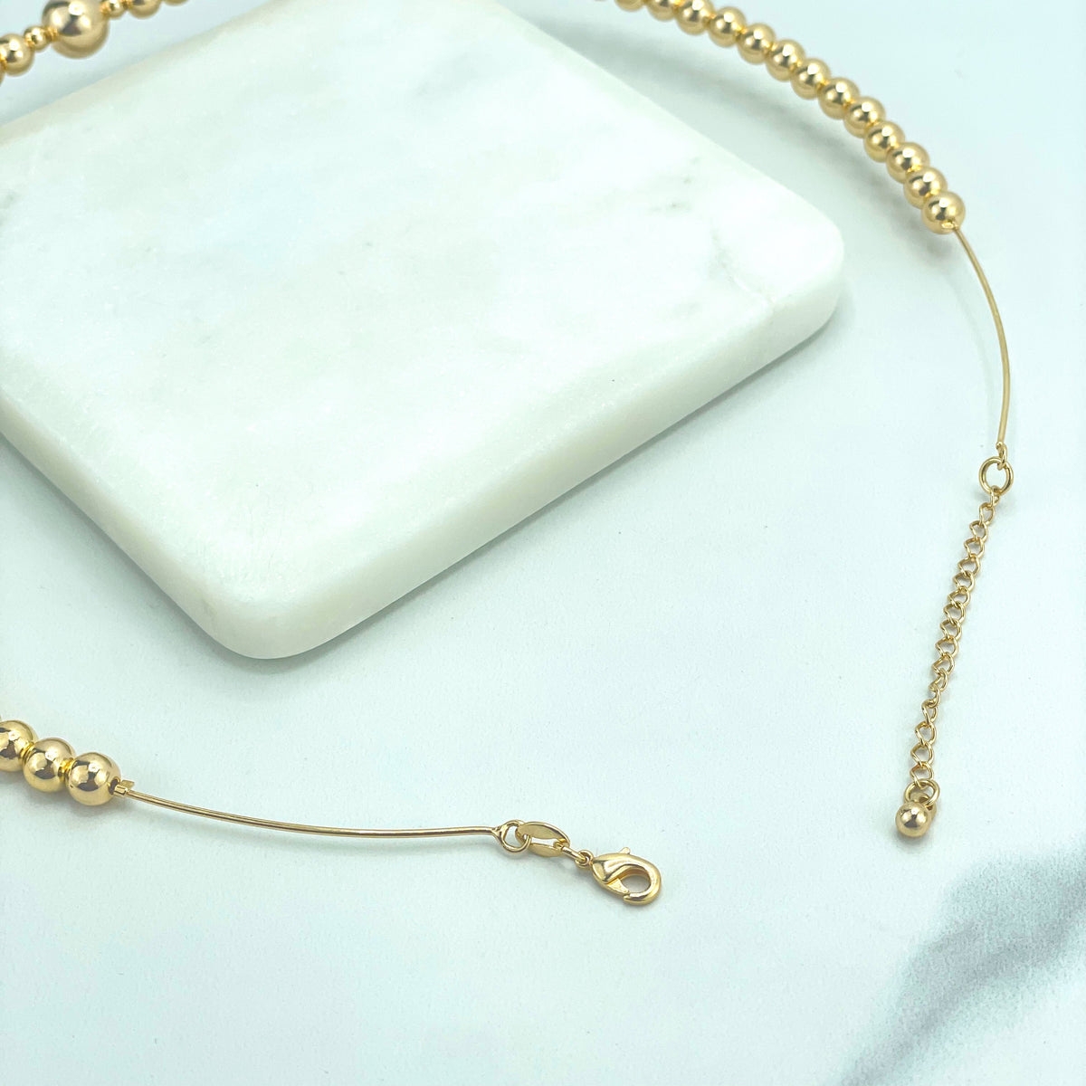 18k Gold Filled 10mm and 6mm Gold Beads, Beaded Choker Necklace with extender, Wholesale Jewelry Making Supplies