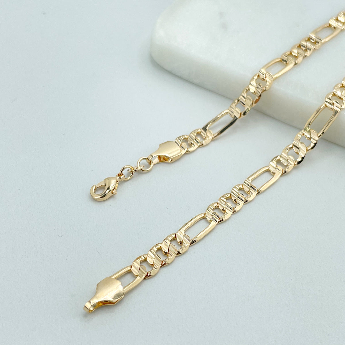 18k Gold Filled 6mm Flat Figaro Chain, 24 Inches Long Necklace, Classic Jewelry, Wholesale Jewelry Making Supplies