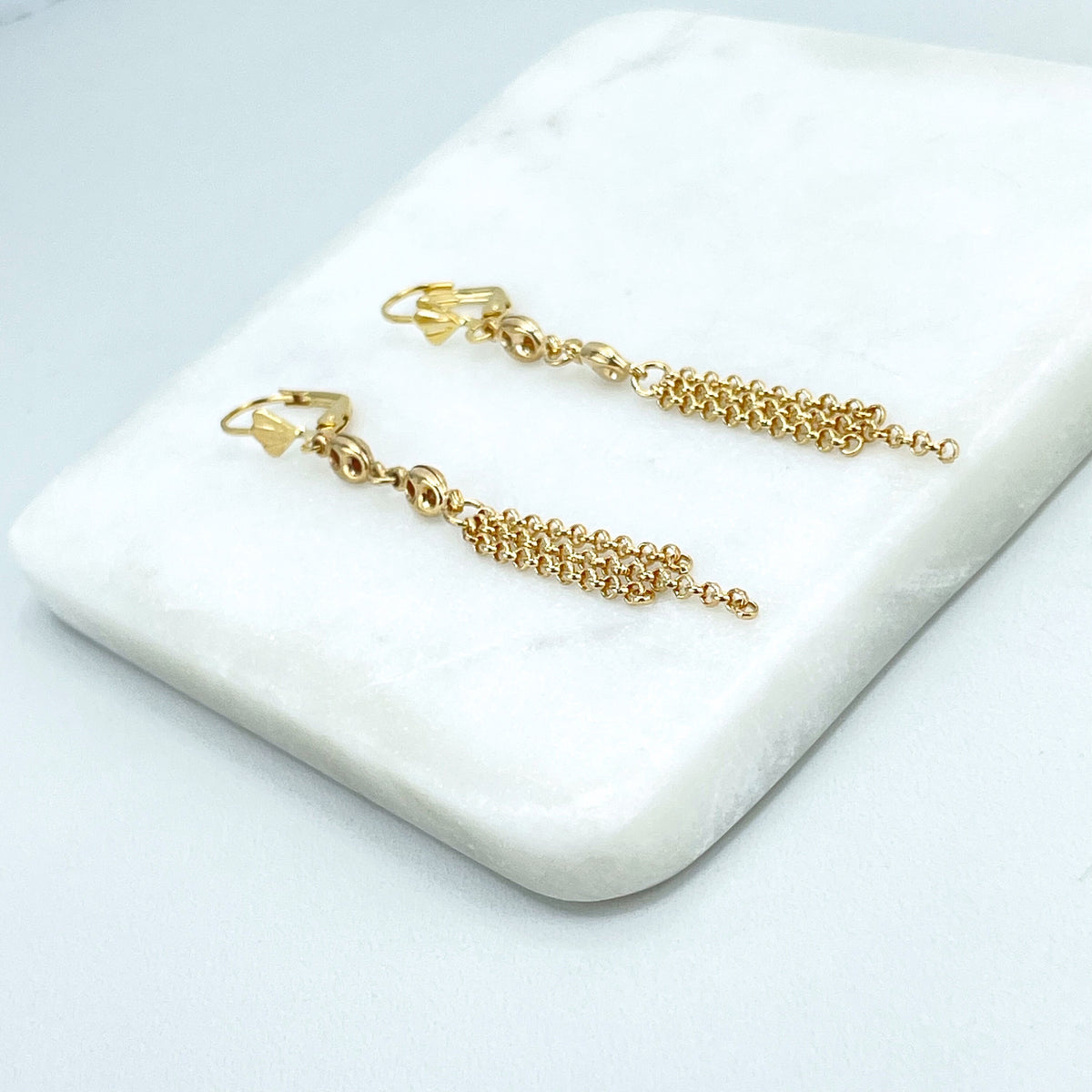 18k Gold Filled Mariner Anchor Chain, Chunky Link Mariner Details, Rolo Chain Tassel Style Drop & Dangle Earrings Wholesale Jewelry Supplies