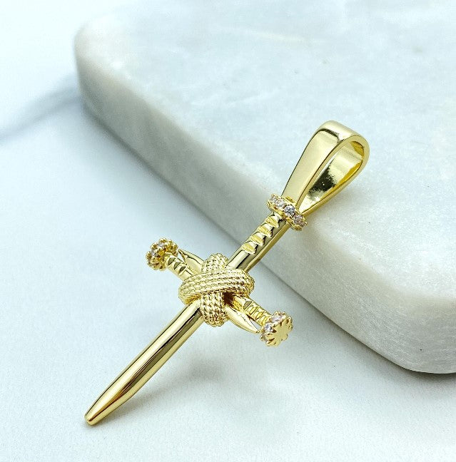 18k Gold Filled Fancy Cubic Zirconia Cross Charms Wholesale Jewelry Supplies