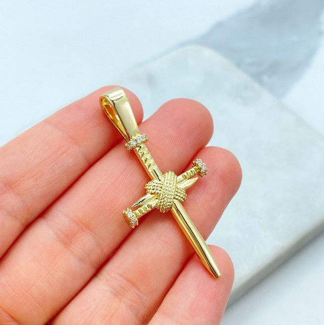 18k Gold Filled Fancy Cubic Zirconia Cross Charms Wholesale Jewelry Supplies