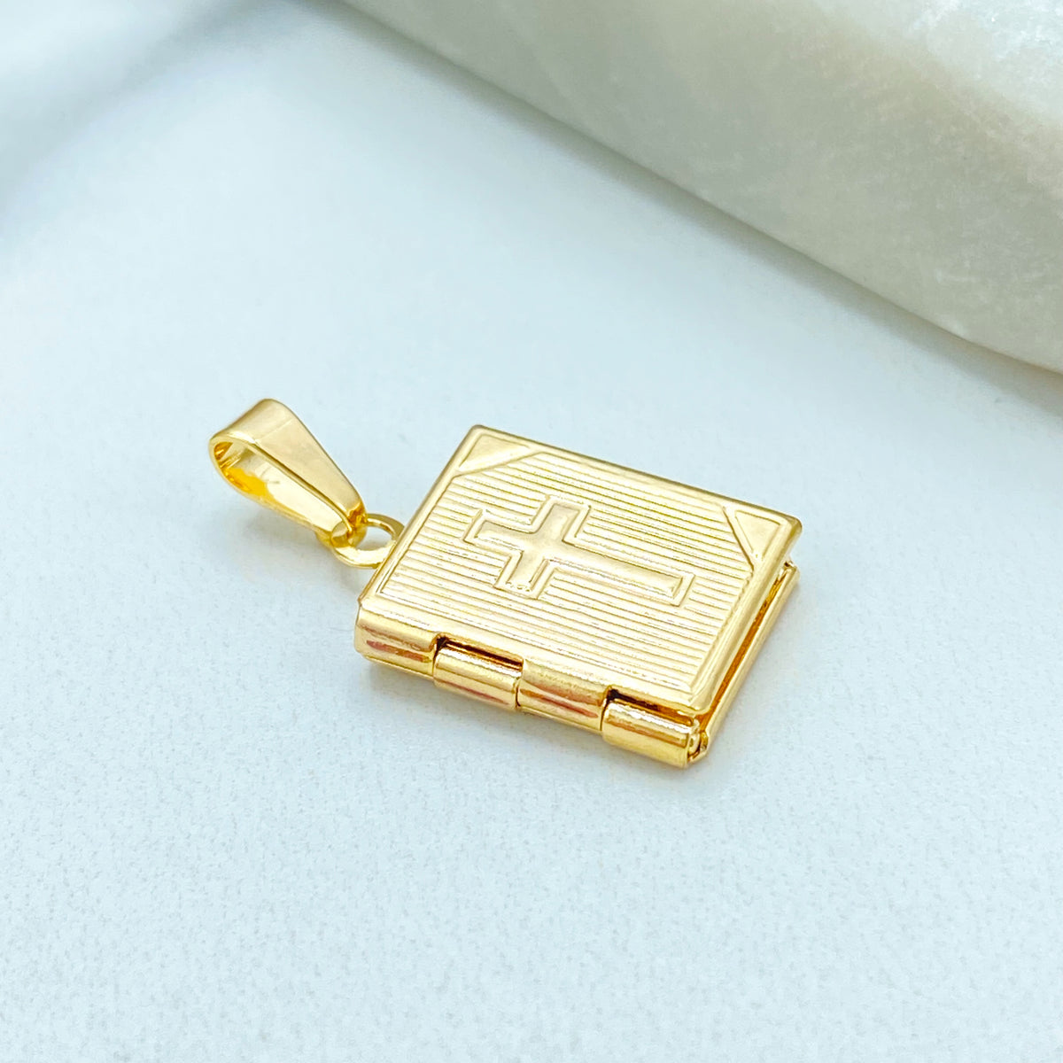 18k Gold Filled Bible Locket Pendant, Cross Book Charm, Gift for Her, Wholesale Jewelry