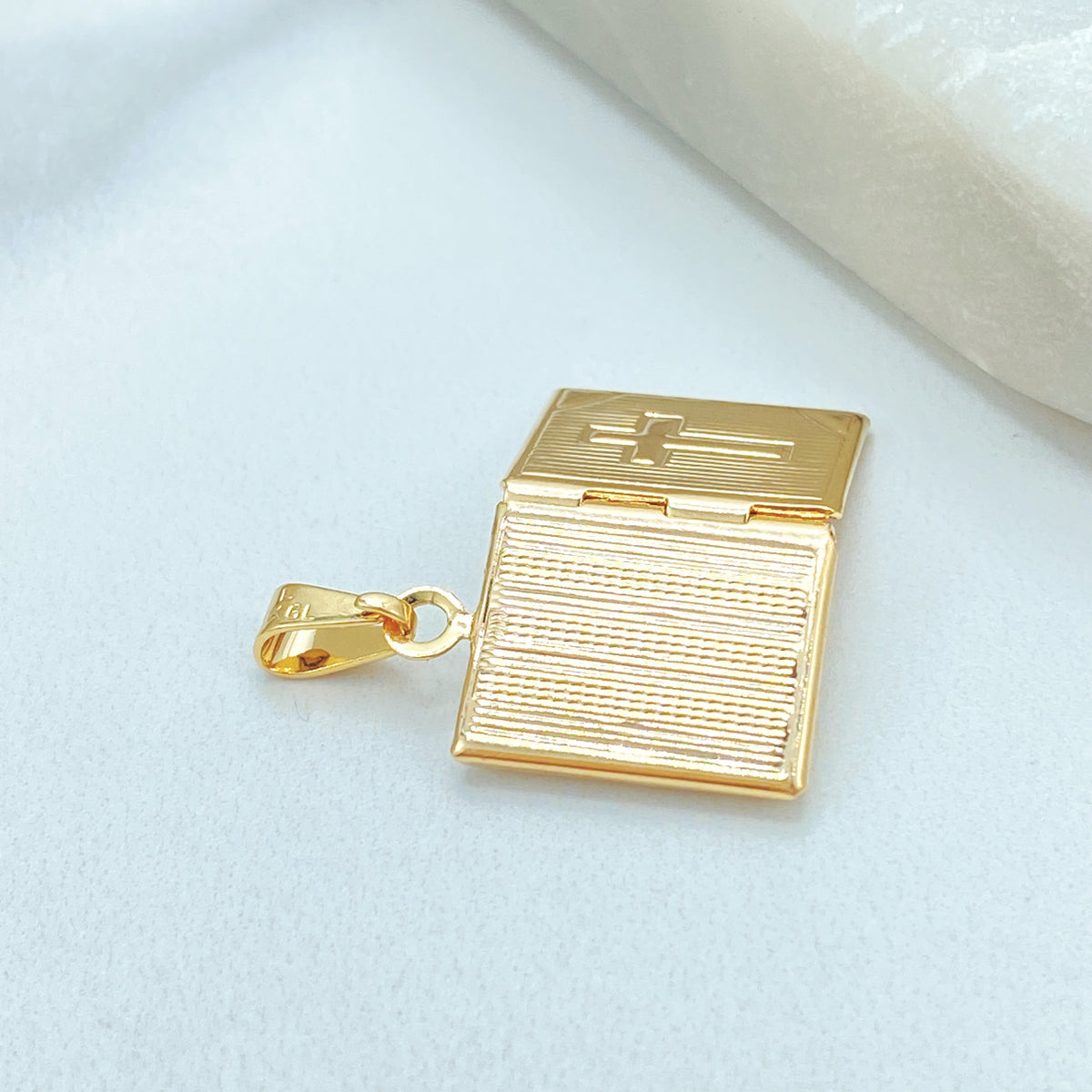 18k Gold Filled Bible Locket Pendant, Cross Book Charm, Gift for Her, Wholesale Jewelry