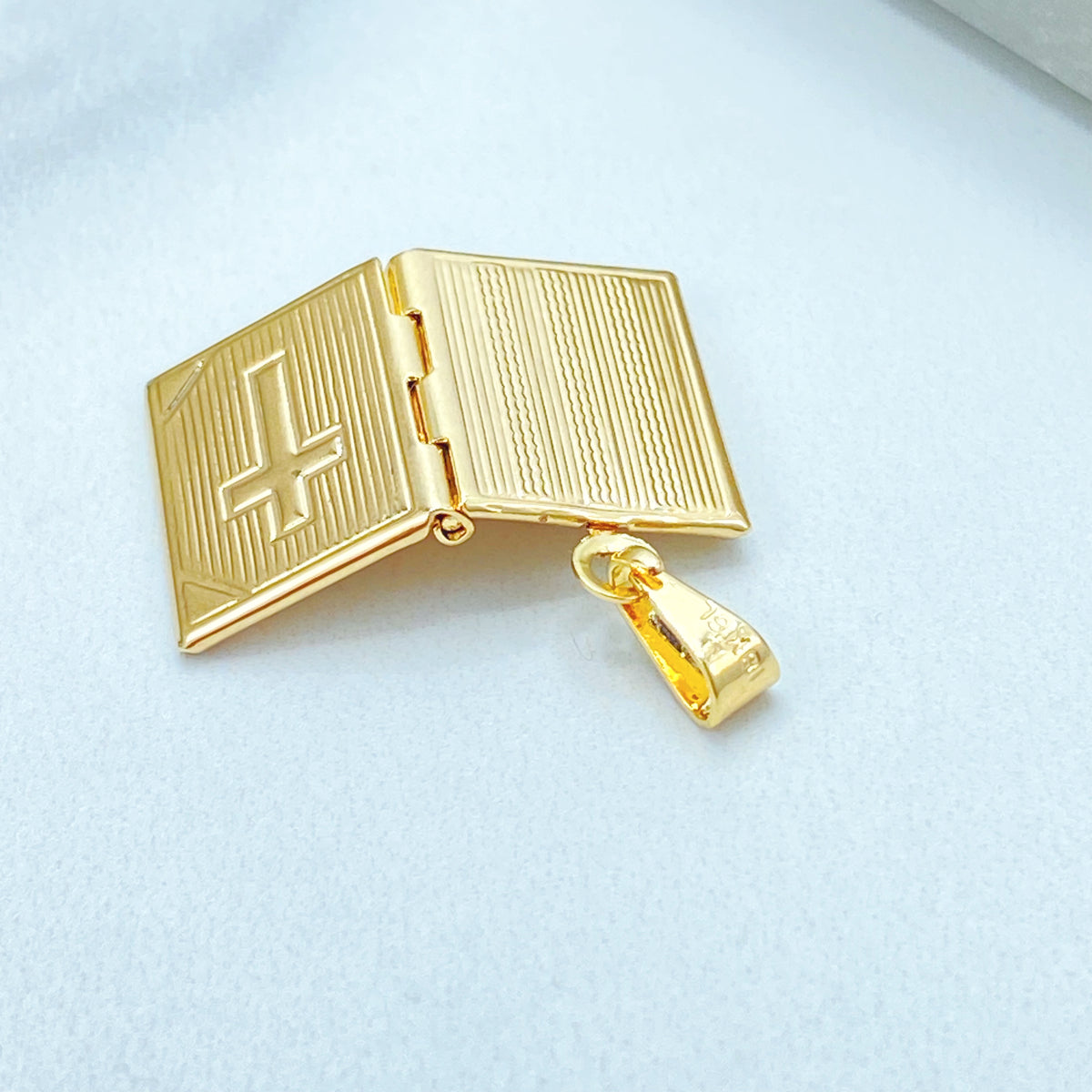 18k Gold Filled Bible Locket Pendant, Cross Book Charm, Gift for Her, Wholesale Jewelry